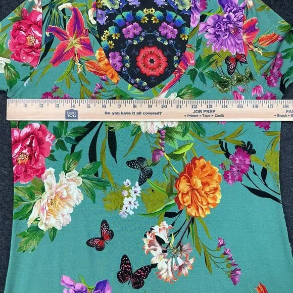 Johnny Was Panya Favorite Floral V-Neck T-Shirt Women's Size M Butterflies BOHO - Picture 14 of 15